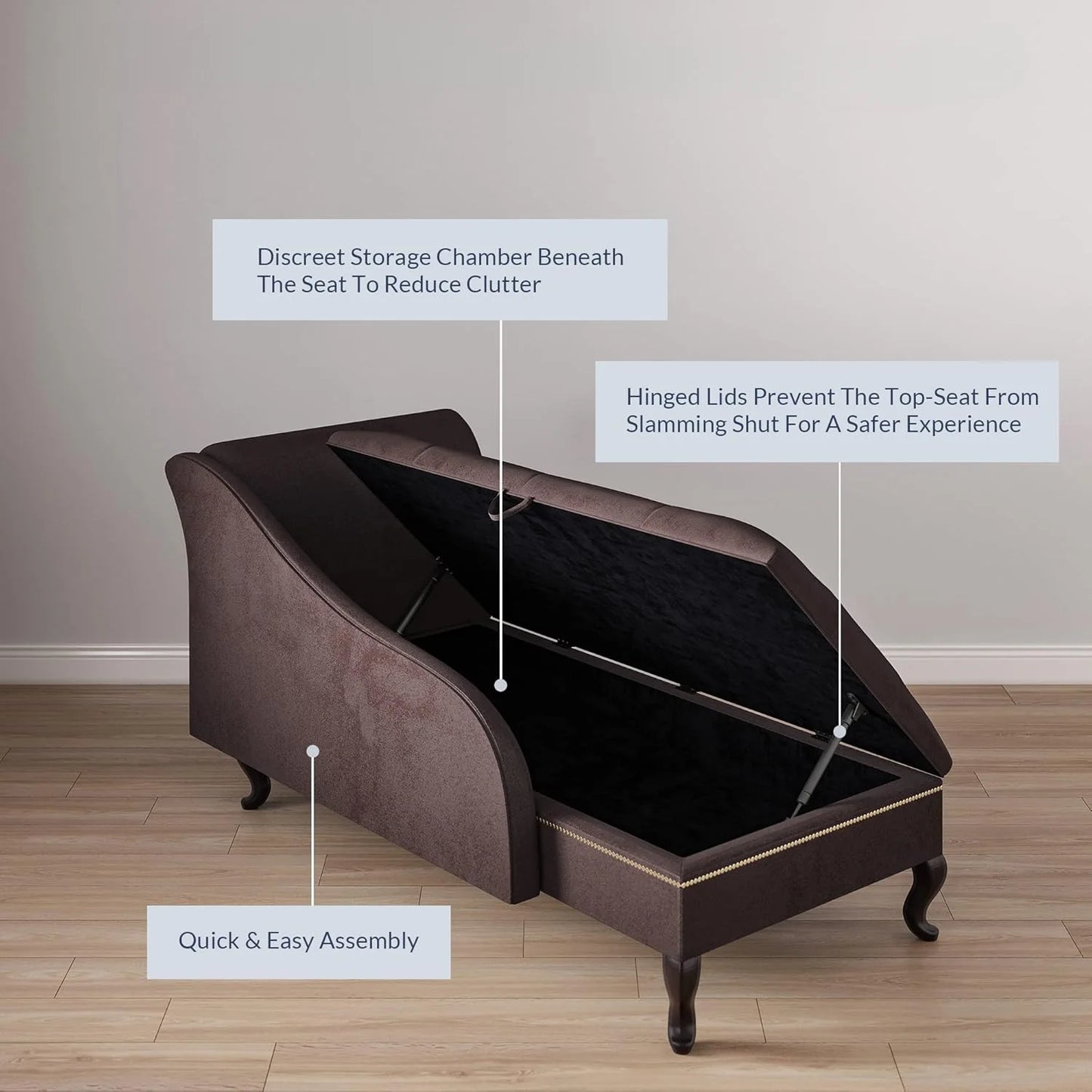 Chaise Lounge with Storage, Elegant Victorian Vintage Style
