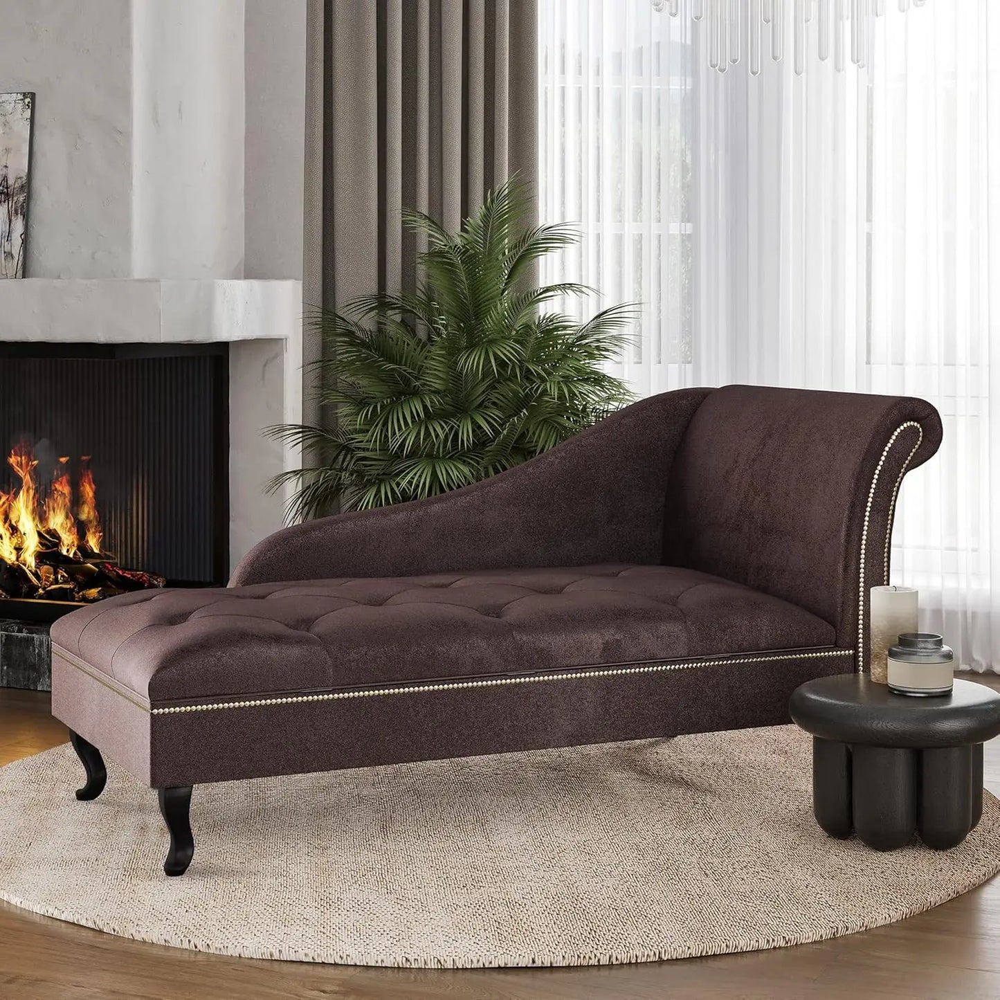 Chaise Lounge with Storage, Elegant Victorian Vintage Style